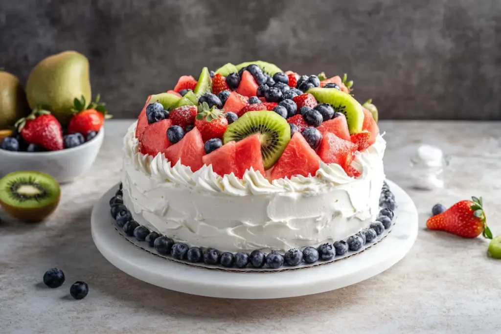 How do you cut a watermelon for a watermelon cake with step-by-step decoration tips.