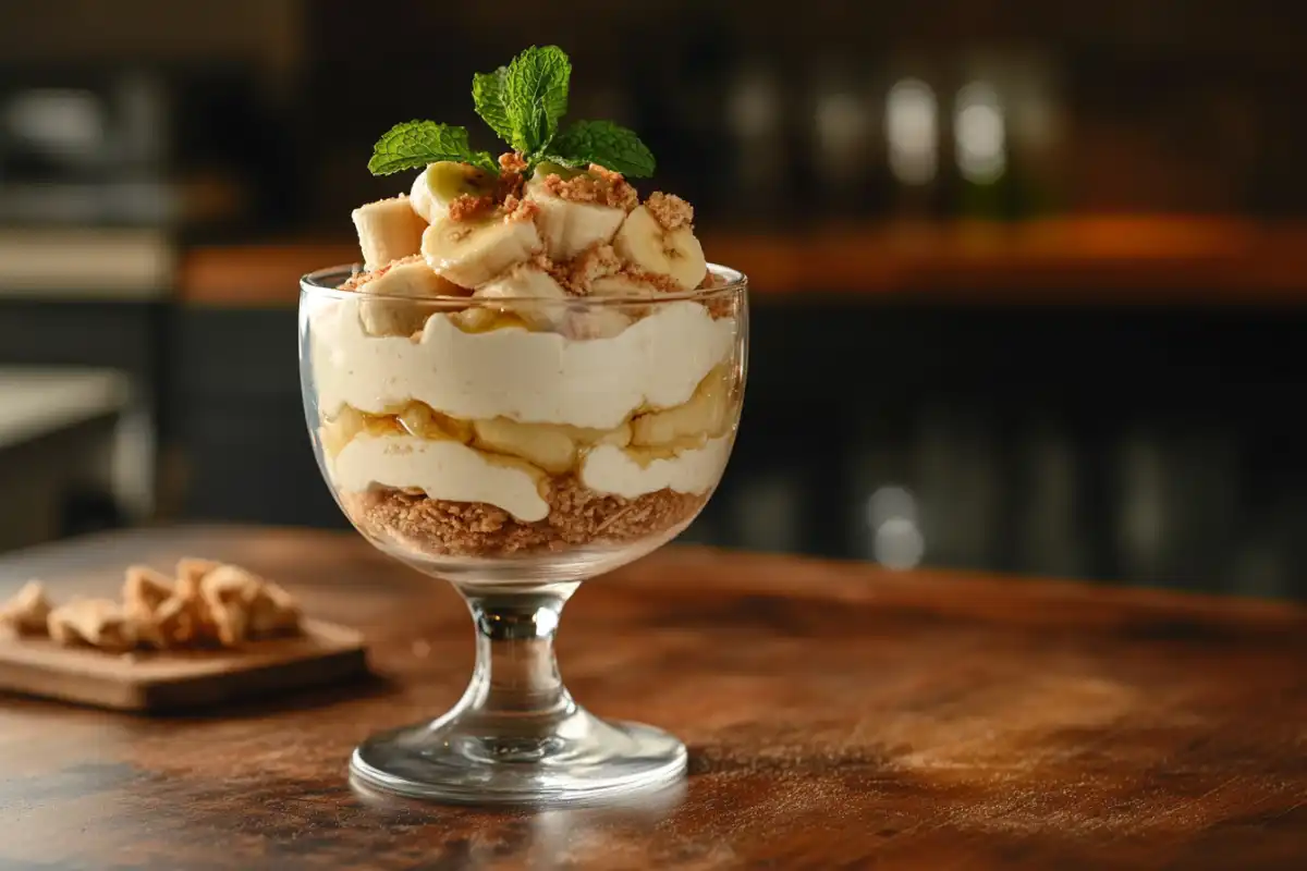 Ingredients for Magnolia's banana pudding on a wooden countertop