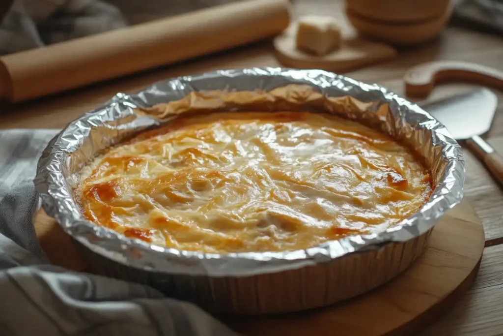 Should I cover chicken pot pie with foil when baking