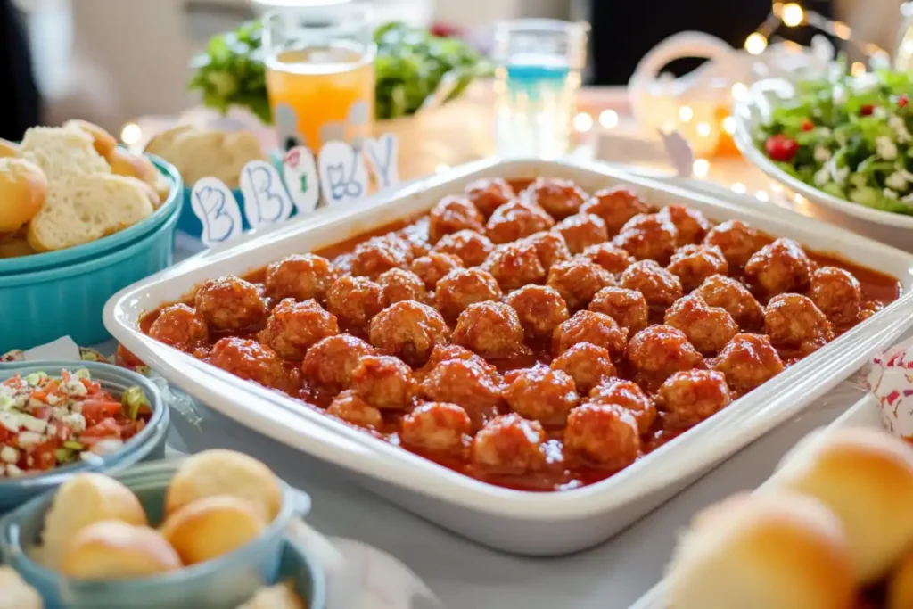 Why are meatballs served at baby showers