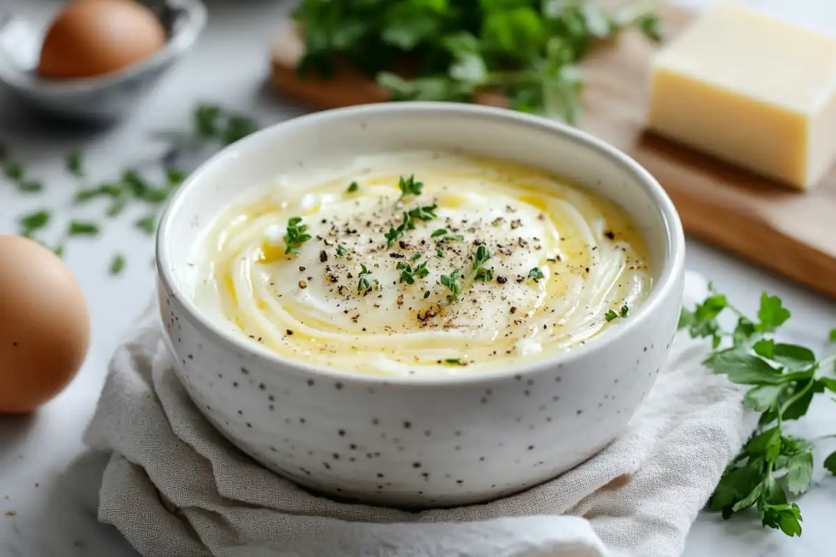 A steaming bowl of pastina in golden chicken broth garnished with fresh parsley, a classic Italian comfort food known as Italian penicillin.