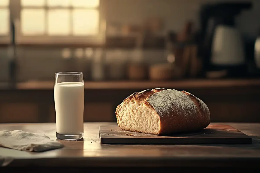 Freshly baked bread with a soft texture, made using milk.