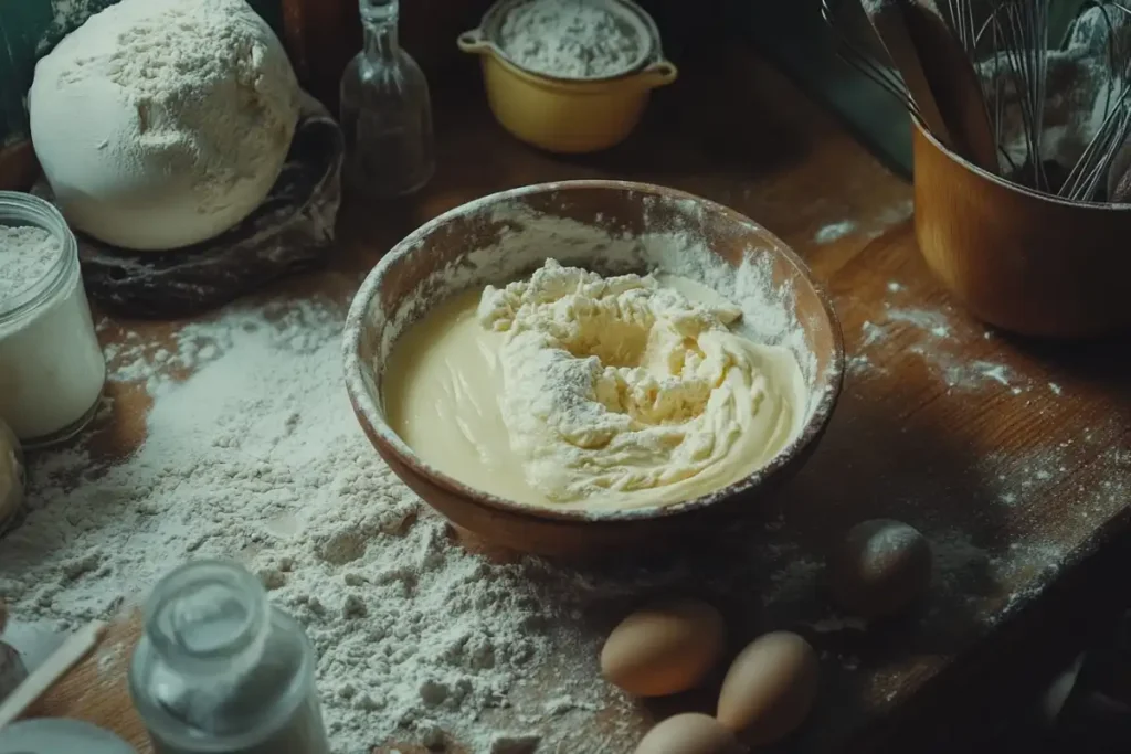 Mixing batter with milk instead of water in a cozy kitchen.