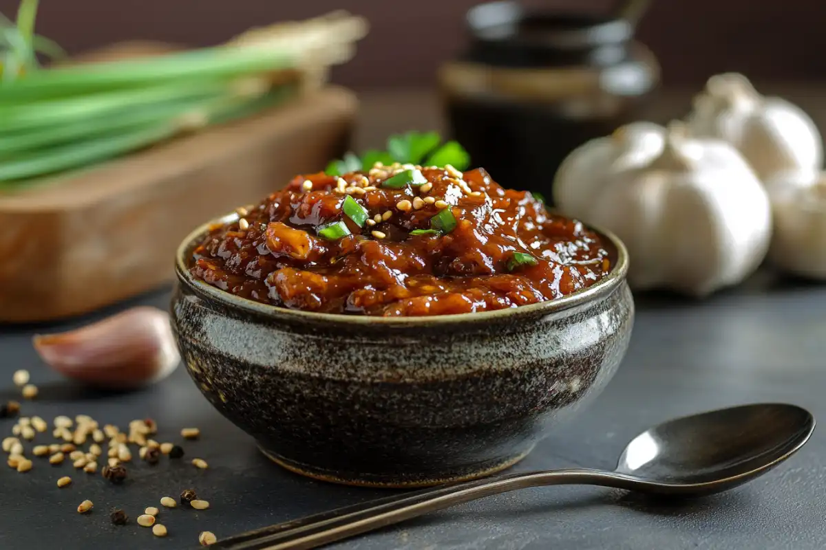 Finished Bulgogi sauce in a ceramic bowl