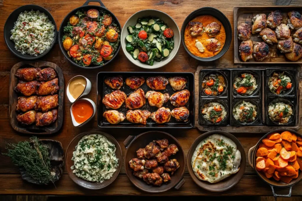 Various cooking methods for chicken thighs with temperatures